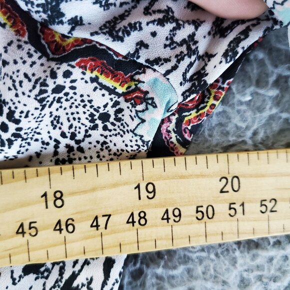 Cato Top Womens Large Multicolor Boho Floral Long Sleeve V-Neck Adjustable Waist - Picture 8 of 9